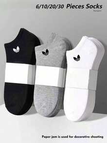 1/15/30 Pairs Neutral Cartoon Pattern Solid Color Invisible Socks, Sports Socks, Basic Minimalist Breathable Comfortable Fashion Versatile Socks, Couple Style Suitable For Daily Or Outdoor Casual Wear, 6/10/20/30 Socks - Multicolor - View 8