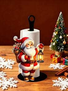 Christmas Decoration Kitchen Paper Towel Holder - Desktop Tabletop Roll Holder (Combines Display And Storage Functions), Fun Santa Claus Design, Suitable For Kitchen, Bathroom, Living Room And Dining Room, Decorative Ornament To Create A Cozy Christmas Atmosphere - Multicolor - View 6
