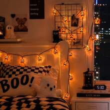 1pc 6m 40 LED Pumpkin String Lights, Battery Powered, 8 Lighting Modes, Halloween Atmosphere Decoration For Home Bedroom Party Fireplace Handle Balcony Yard Door - Warm White - View 9