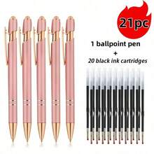 21pcs Metal Retractable Ballpoint Pens With Touchscreen Stylus Tip, Smooth Writing, Non-Slip Grip, Suitable For Multiple Devices, Ideal For Daily Use And Educational Purposes - Multicolor - View 8