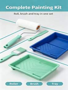DIY Home Wall Painting Tool Set, Includes Foam Roller Brush, Paint Brush And Paint Tray, Suitable For Wall Decoration, Home Renovation, Art Painting, Home Manual Painting Supplies - A - View 5
