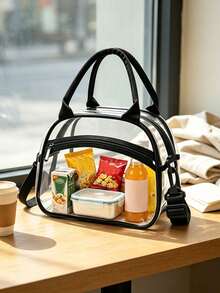 Portable Transparent Pvc Lunch Bag, Large Capacity Lunch Bag, For Office Workers And Students, Travel Storage Bag,Reusable Transparent Snack Storage Bag, Perfect For Outdoor Picnics, Camping And Travel - Multicolor - View 5