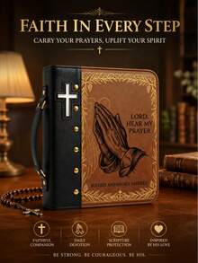 4 Designs Optional Sacred Heart Of Jesus Bible Cover Case For Men Women, Vintage Tree Of Life Praying Hands Cross Zippered Bible Carrying Bag With Handle, Church Study Organizer Gift - View 11