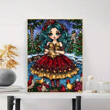 1PC DIY 5D Diamond Painting Kit Christmas Girl Pattern - Round Full Drill Art Mosaic Craft, Home Wall Decor, Unframed - No Frame - View 3