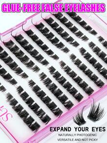 120PCS Adhesive Free Transparent Stem Eyelash Cluster, Pointed Tail False Eyelashes, Segmented Eyelashes, No Need For Glue, Suitable For Beginners To Wear - D - View 4