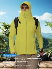 Men's UPF 50+ Sun Protection Hoodie Shirt Long Sleeve Rash Guard Fishing SPF Outdoor UV Shirt Lightweight - Yellow - View 3