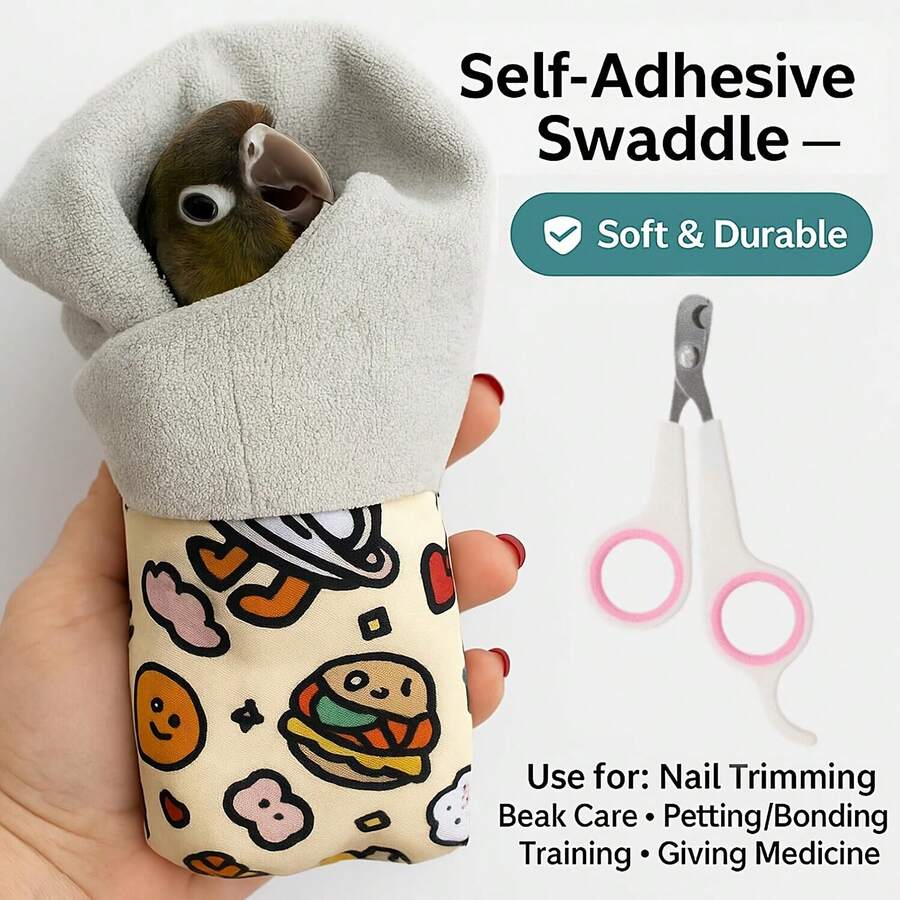 Bird Nail Clippers, Parrot Grooming Wrap, 2-In-1 Nail Trimming Set - Suitable For Cockatiels, Budgies, Lovebirds, Small Long-Tailed Parrots, Anti-Scratch Anti-Escape Multi-Functional Pet Supplies - Style A - View 1