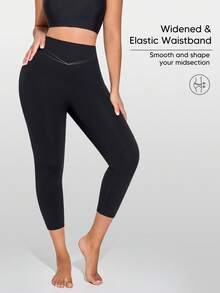 Women's Tummy Control Body Shaper High Waisted Butt Lifting Panties Thigh Slimmer Capri - Black - View 3