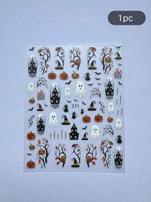 1/2pcs Halloween Theme Face Decoration Stickers, Pumpkin Ghost Bat Castle Pattern, Party Makeup Accessories, Waterproof Face Stickers, Holiday Ball Atmosphere Makeup Decoration Stickers - Multicolor - View 9