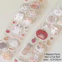 35cm/Loop Cute Little Mouse Hamster Die Cut Dispensing Sticker DIY Deco Card Journal Scrapbooking Photo Card Phone Case Collage Supply - Black - View 10