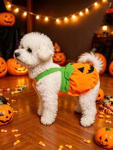 Halloween Pumpkin Pet Harness Dress, Funny Pumpkin Costume For Teddy, Bichon, Small Dogs And Cats - Orange - View 10