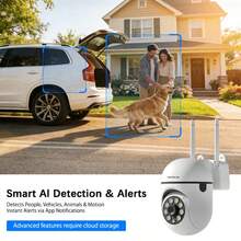 szsinocam 1PC 1080P PTZ WiFi Camera,2.4G Outdoor Monitoring Cam,355°Horizontal‑90°Vertical Rotation,Motion Tracking,Two‑Way Audio,Full‑Color Night Vision,24H Recording,USB Powered,Power Adapter Not Included - White - View 5