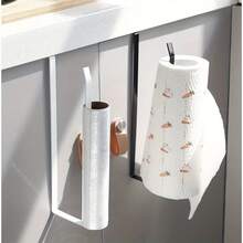 1pc Metal Paper Towel Holder, Multi-Functional Space-Saving Storage Hook, Drill-Free Organizer Rack, Under-Cabinet Hanging Paper Towel Dispenser, Modern Kitchen Paper Towel Holder, Room Decor, Kitchen, Home Decor, Paper Towel Holder - Multicolor - View 4