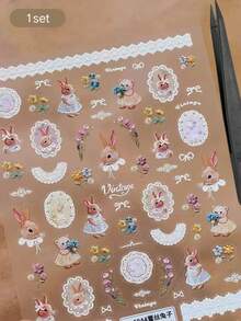 1 Set Pastoral Decorative Stickers, Elegant Thin Adhesive Backing Design, Multiple Shell Surface Styling Beautification Decals - Decorative Stickers - View 11