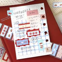 Jilu Xin's Lovers Afternoon Tea Movement Series Writable Tape, Minimalist Salt-Style Plaid Planner Background Sticker - A - View 4