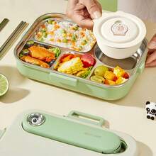 304 Stainless Steel Bento Box, Adult Lunch Box With Soup Bowl And Utensils, Leak-Proof Microwave Lunch Containers, Compartment Divided Meal Prep Containers, Metal Travel Food Containers For Student Office - Multicolor - View 6