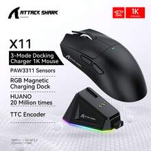 ATTACK SHARK Lightweight PAW3311 Gaming Mouse, 3-Mode Wireless Bluetooth Mouse With RGB Charging Base, Rechargeable Computer Gaming Mouse For Home, Business And Office - View 14