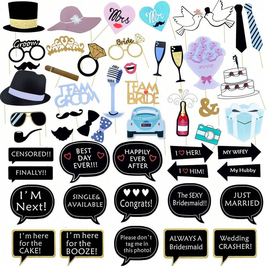 إكسسوارات إبداعية لتصوير الصور، ملحقات تصوير زفاف ممتعة، ديكورات لألعاب الحفلات