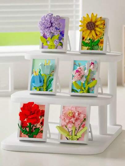 Juego de bloques de construcción con partículas de sombra floral 100-300 piezas, regalo exquisito, decoración de escritorio, colores brillantes, adecuado para decoración del hogar/decoración de oficina/exhibición en tienda/colección de arte/intercambio de regalos, regalo de fiesta