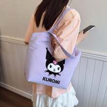 1Pc Sanrio Official Large Capacity Tote Bag, Soft Casual Shoulder Bag With Cute Print, Lightweight Travel Storage Organizer For Daily Use, Portable Handbag For Women Girls - View 4