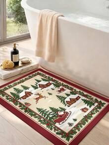 1pc Vintage Christmas Long Runner Rug, Kitchen Mat Suitable For Bathroom, Kitchen, Outdoor, Hallway, Bedroom, Living Room, Machine Washable Easy To Clean, Non-Slip Entryway Mat, Bedroom Decor Autumn Decoration Rug Accessory - Multicolor - View 8
