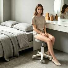 Light Grey Height Adjustable Bar Stool Rolling Stool Salon Stool - Light Grey - View 9