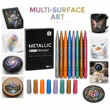 Hard Tip Metal Colorful Marker Set, Multi-Color Marking Pens, English Packaging, DIY Black Card Photo Album, Graffiti Markers, Clothing Marking Pens Waterproof And Washable - A - View 6
