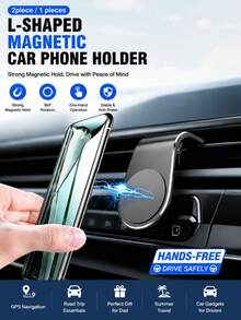 2pcs/1pc L-Shaped Magnetic Car Phone Holder, Suitable For GPS Navigation And Air Vent, Hands-Free Dashboard Phone Mount, Universal Car Accessory, Road Trip Essential, Father's Day Gift, Summer Travel, Driver's Car Gadget - Multicolor - View 7