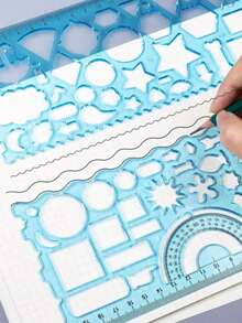 3pcs Drawing Spiral Ruler Set, Creative 20cm Soft Ruler, Transparent Template Multi-Function Ruler, Hand-Drawn Newspaper Dedicated Soft Ruler Set, Multi-Function Spiral Ruler Set, Geometric Drawing Tool, Multi-Purpose Drawing Stationery, Random Gear Color, Back To School Supplies - Sets - View 2
