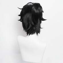YEWELL Yeviel Black Side Part Cosplay Wig, Role Play Headpiece, Daily Series, Japanese Cosplay Headpiece Series, Multi-Style Interpretation, Cartoon Anime, Suitable For Private Party, Daily Role Play, Halloween - Black - View 3