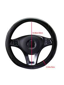 1pc Black & Red 3D Embossed Wave Pattern Leather Car Steering Wheel Cover, Elastic Non-Inner Ring Protective Sleeve, Anti-Slip Wear-Resistant - Multicolor - View 8