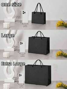 12/6/1pc Black Gift Bags, Holiday Shopping Bags, Wedding, Small Gift Bags, Suitable For Birthday, Graduation, Wedding And Holiday Parties, Paper Gift Bags, Available In Large, Medium And Small Sizes - Multicolor - View 2