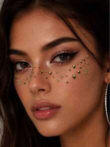 2Sheets Butterfly Heart Face Gem Stickers, Stage Makeup, Facial Accessories, Eye Makeup, Concerts, Y2K, Halloween, Christmas Face Gems Decorative Stickers - Multicolor - View 4