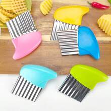 1pc/10pcs/5pcs Creative Stainless Steel Wavy Potato Slicer, Multi-Function Vegetable Slicer Kitchen Gadget - Multicolor - View 2