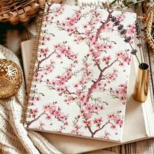 DANPERJI 1pc A5 Spiral Journal, Watercolor Cherry Blossom Floral Pattern Notebook, Floral Aesthetic, Academic & Workplace Use, Notetaking Organizer Memorandum - Flowers - View 4