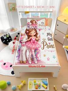 Set Sprei Putri Balet Unicorn Kartun 2/3 pcs, Lembut dan Bernapas, Cocok untuk Semua Musim, Ukuran Twin/Full/Queen, 100% Poliester, Dapat Dicuci dengan Mesin - MultiWarna - View 14
