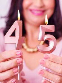 1pc 0-9 Number Birthday Candle, Pink Number Candle Cake Topper With Base, For Birthday Cake, Wedding Anniversary, Proposal, Anniversary, Graduation Party Cake Decoration - View 3