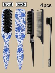 5/1pc Comb Set, Unisex Smooth Back Comb, Plastic Hair Brush/Beard Brush, Styling Comb, Unscented Hairdressing Comb, Edge Control Comb, Wide Horse Tail Design With Wide Pointed Tail Back Comb And Detangling Comb, Convenient For Parting, Styling, Polishing And Smoothing Hair, Creating Smooth Frizz-Free Hairstyle, Suitable For Men And Women, Recommended As Christmas Gift - Multicolor - View 14