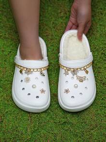 CIVHOM Women's Winter Plush Lined Garden Clogs, EVA Soft Sole Comfortable Home Slippers, Slip-On Design, Ideal Gift For Halloween And Christmas - White - View 1
