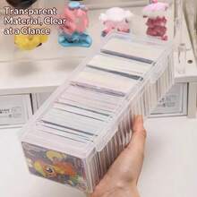 1pc Plastic Storage Box - 750-Count Plastic Trading Card Storage Box, Game Card Box, Card Storage Box With Lid, Desktop Cable Organizer, Multi-Functional Compartment Organizer, Small Card Storage Box - Transparent - View 2
