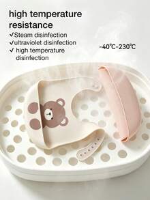 2pcs/1pc Celemek Bayi Silikon - Anti Bocor, Anti Noda, Lembut, Dapat Diatur Ukurannya, Tahan Air Rebus, Portabel, Desain Kartun, Cocok untuk Penggunaan Sehari-hari Bayi & Makan di Luar Ruangan - MultiWarna - View 7