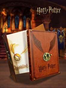 1pc Harry Potter Golden Snitch Notebook, Vintage Style Exquisite Decorated Diary, Portable Retro Notebook, Suitable As Party Gift, Book Lover Gift, Office Supplies, Birthday Gift, Graduation Gift, Back To School Gift [Official Licensed] - A - View 2