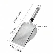 1pc Metal Mesh Cat Litter Scoop, Stainless Steel Sieve Shovel, Long Handle Fine Mesh Cat Litter Sifter, Non-Slip Pet Waste Cleaning Tool, Suitable For Cat Litter Box - View 2