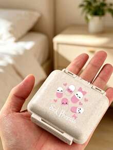 迷你 6 格便攜藥盒，收納盒，旅行藥盒，印有「My Pill Bag」和藥丸圖案的 6 格小藥盒，密封包裝收納盒，6 天週用收納盒，首款旅行收納盒，日常維生素藥盒，口袋藥盒收納盒，迷人收納盒，居家必需品，旅行必需品 - 彩色 - 查看 7