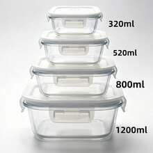 Heat‑Resistible Glass Lunch Box With Lid, Odor‑Resistant Leak‑Proof Quick‑Lock Lid Meal Container, Multi‑Capacity Clear Glass Food Keeper, Oven & Freezer Kitchen Food Storage Organizer - Transparent - View 16