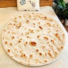 Selimut Bulat Motif Pancake Lucu, Selimut Flanel Motif Makanan Burrito Realistis untuk Sofa Rumah, Hadiah Unik - MultiWarna - View 1