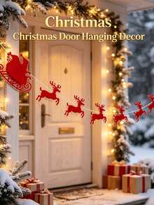 Christmas Santa Reindeer Banner, Felt Garland Bunting, Festive Hanging Decoration For Xmas Party Mantel - Multicolor - View 8
