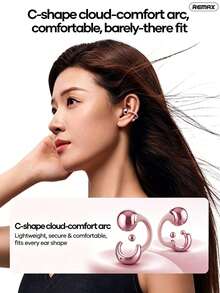 REMAX Earbud Bluetooth nirkabel model jepit, nyaman dipakai dalam waktu lama, transmisi suara terarah, Bluetooth 6.0 untuk transmisi stabil, unit driver dinamis besar. - View 6