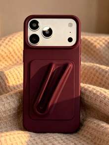 2pcs Liquid Silicone Premium Basic Phone Case + Lipstick Adhesive Pad Phone Case, Compatible With IPhone 18 17 16 15 14 13 12 11 Pro Max Plus Air, Soft Back Cover - Burgundy - View 1
