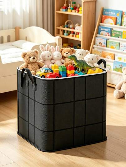 Bolsa de almacenamiento grande de tela no tejida para niños con asa, cesta organizadora de gran capacidad para muñecas y juguetes, bolsa de almacenamiento plegable para ropa de bebé y mantas en el hogar